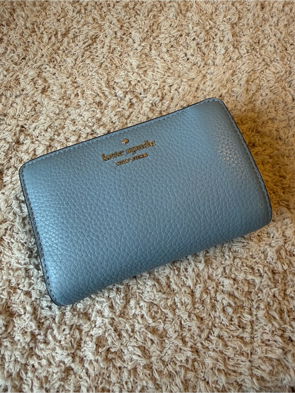 kate spade grayish blue Pebbled Leather Zip Wallet